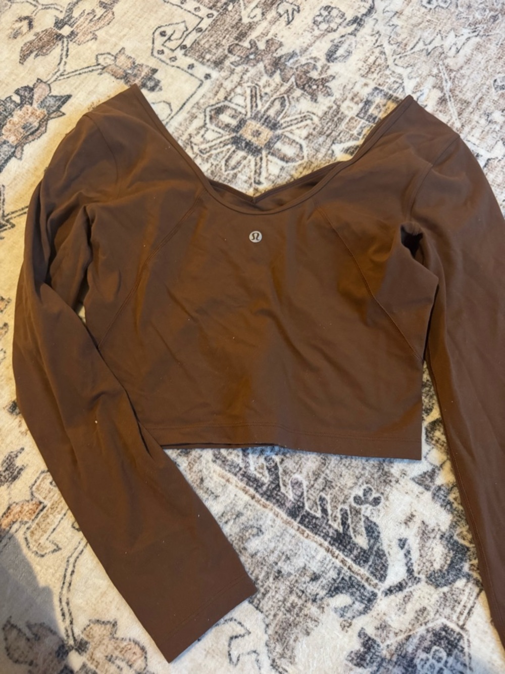 lululemon athletica Brown Long Sleeve Cropped Top